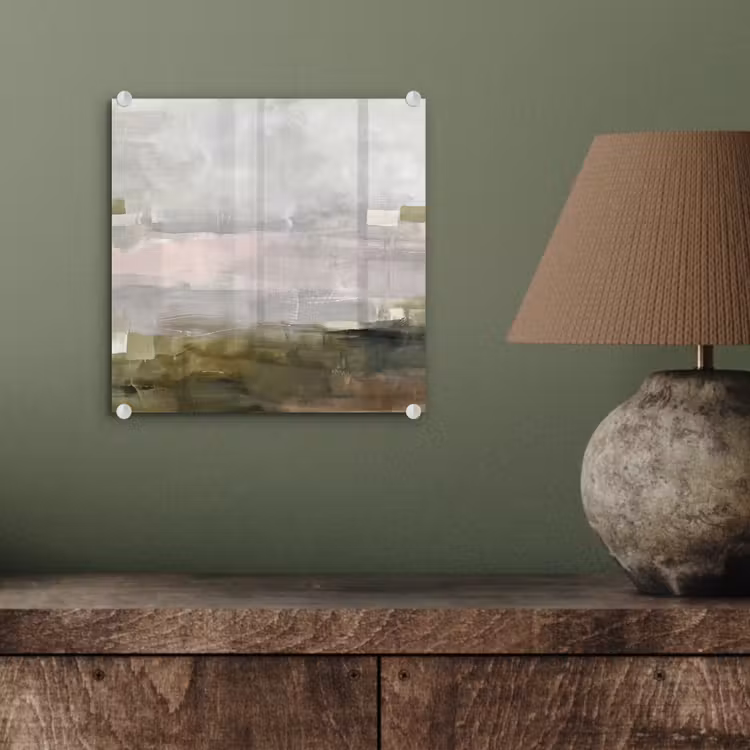 Glasbild - Zusammenfassung – Mehrschichtig – Kunst – Modern – Grau-Grün - Abstract - Gelaagd - Kunst - Modern - Grijs-Groen plexiglas 5mm klein