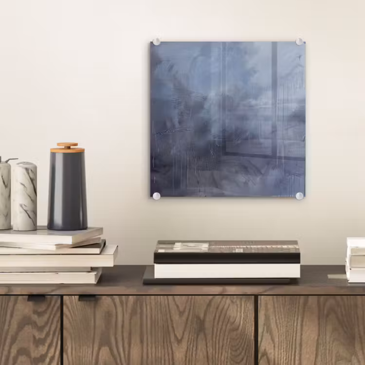 Glasbild - Zusammenfassung – Pinselstriche – Modern – Kunst – Grau - Abstract - Kwaststreken - Modern - Kunst - Grijs plexiglas 5mm klein