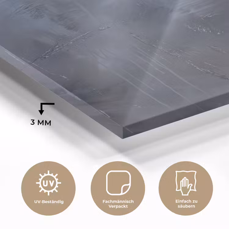 Glasbild - Zusammenfassung – Pinselstriche – Modern – Kunst – Grau - Abstract - Kwaststreken - Modern - Kunst - Grijs plexiglas 5mm klein