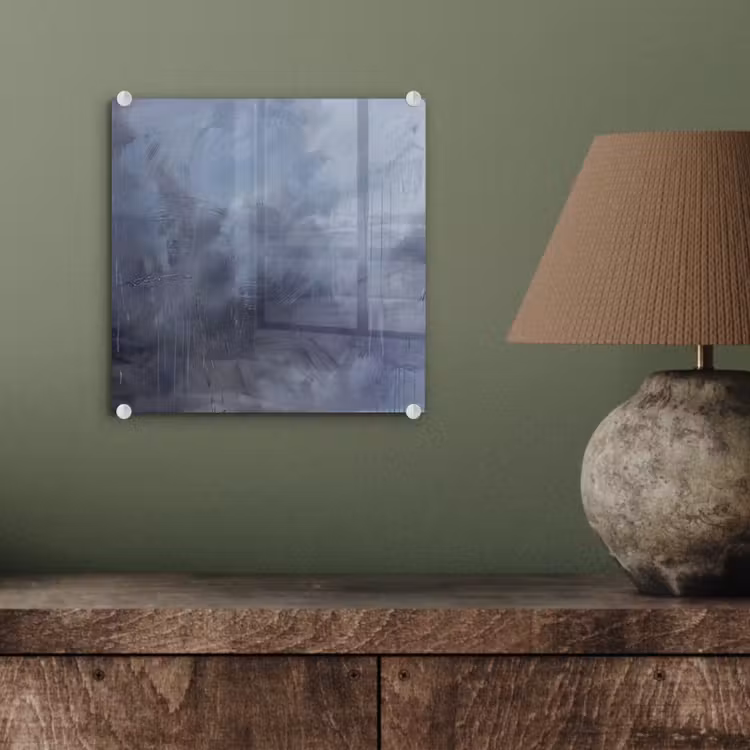 Glasbild - Zusammenfassung – Pinselstriche – Modern – Kunst – Grau - Abstract - Kwaststreken - Modern - Kunst - Grijs plexiglas 5mm klein