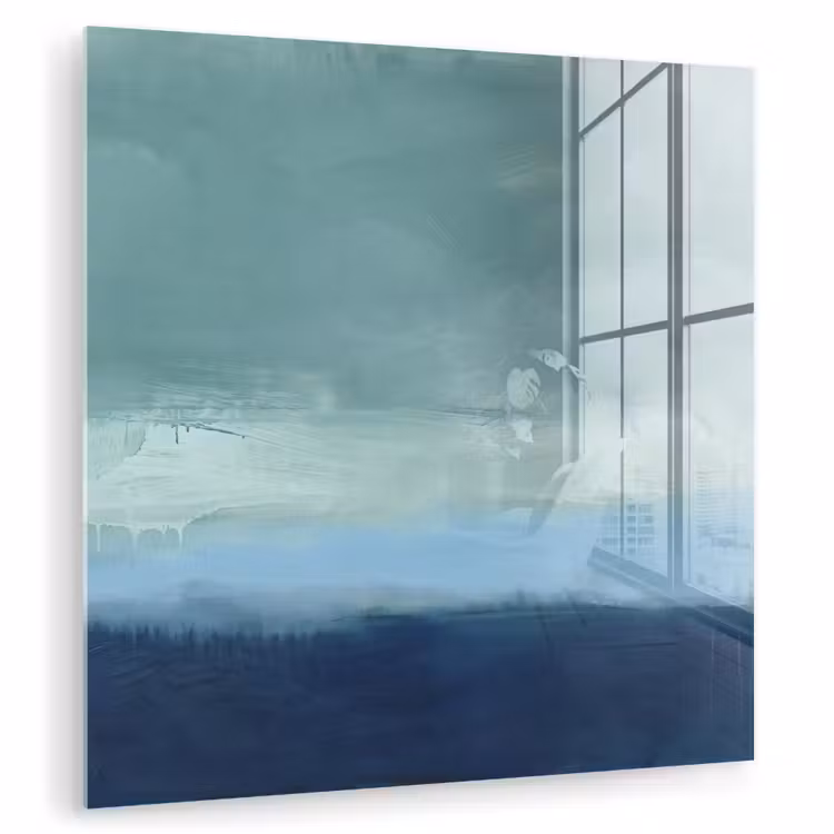 Glasbild - Zusammenfassung – Schichten – Ruhe – Modern – Blau - Abstract - Lagen - Rust - Modern - Blauw plexiglas 5mm klein