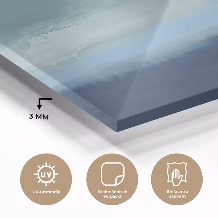Glasbild - Zusammenfassung – Schichten – Ruhe – Modern – Blau - Abstract - Lagen - Rust - Modern - Blauw plexiglas 5mm klein