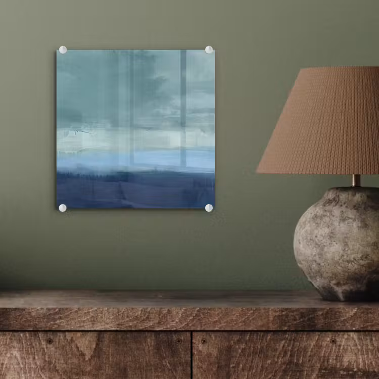 Glasbild - Zusammenfassung – Schichten – Ruhe – Modern – Blau - Abstract - Lagen - Rust - Modern - Blauw plexiglas 5mm klein