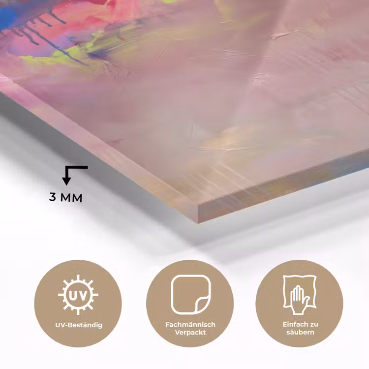 Glasbild - Zusammenfassung – Textur – Farben – Modern – Rosa - Abstract - Textuur - Kleuren - Modern - Roze plexiglas 5mm klein