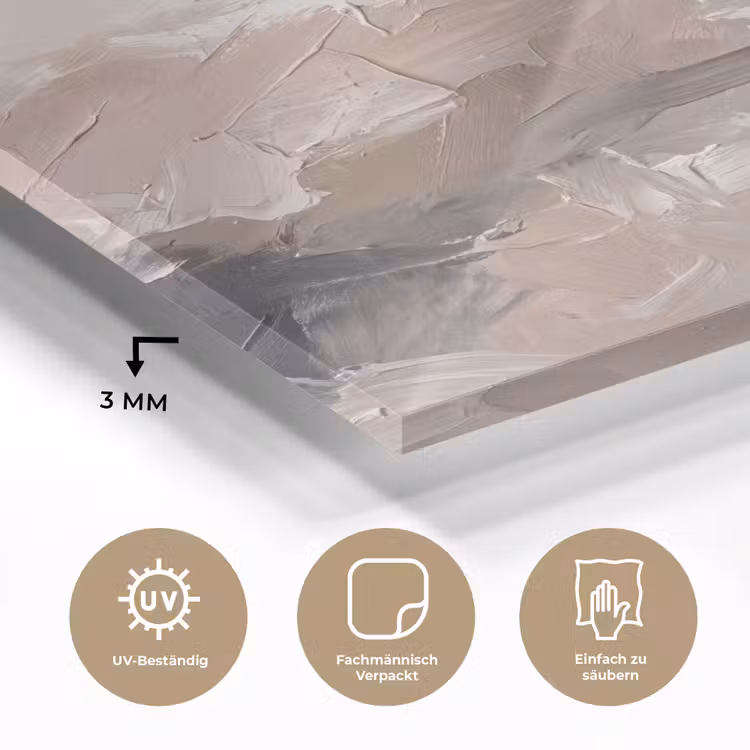 Glasbild - Zusammenfassung – Textur – Kunst – Modern – Beige - Abstract - Textuur - Kunst - Modern - Beige plexiglas 5mm klein