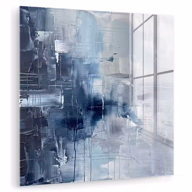 Glasbild - Zusammenfassung – Textur – Kunst – Modern – Blau - Abstract - Textuur - Kunst - Modern - Blauw plexiglas 5mm klein