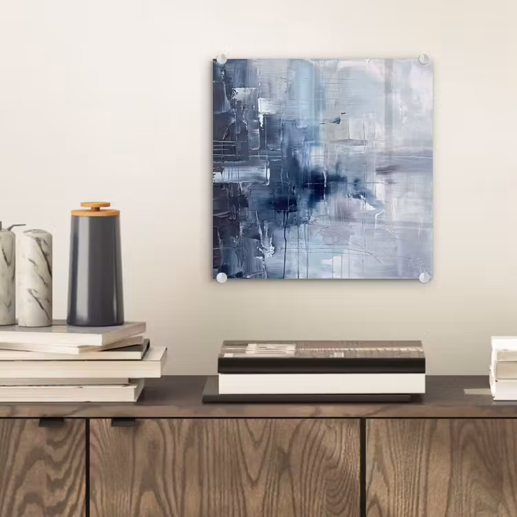 Glasbild - Zusammenfassung – Textur – Kunst – Modern – Blau - Abstract - Textuur - Kunst - Modern - Blauw plexiglas 5mm klein