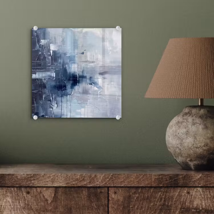 Glasbild - Zusammenfassung – Textur – Kunst – Modern – Blau - Abstract - Textuur - Kunst - Modern - Blauw plexiglas 5mm klein