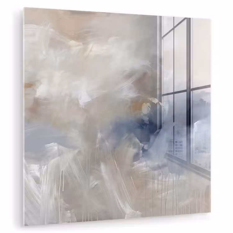 Glasbild - Zusammenfassung – Wolken – Atmosphäre – Modern – Beige - Abstract - Wolken - Sfeer - Modern - Beige plexiglas 5mm klein