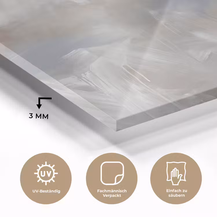 Glasbild - Zusammenfassung – Wolken – Atmosphäre – Modern – Beige - Abstract - Wolken - Sfeer - Modern - Beige plexiglas 5mm klein