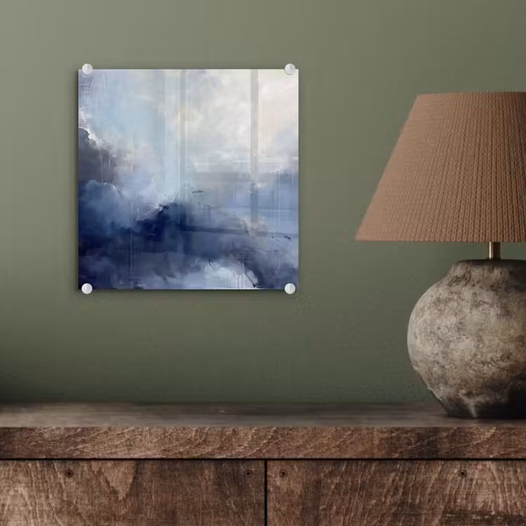Glasbild - Zusammenfassung – Wolken – Modern – Blau – Kunst - Abstract - Wolken - Modern - Blauw - Kunst plexiglas 5mm klein
