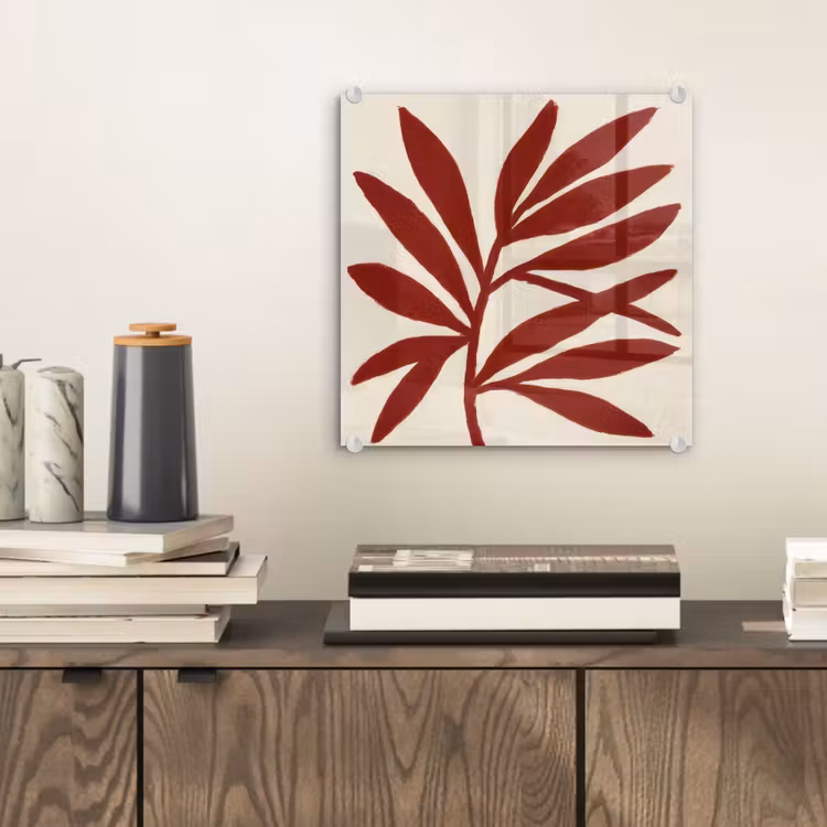 Tak - Bladeren - Rood plexiglas 5mm klein -sfeer1