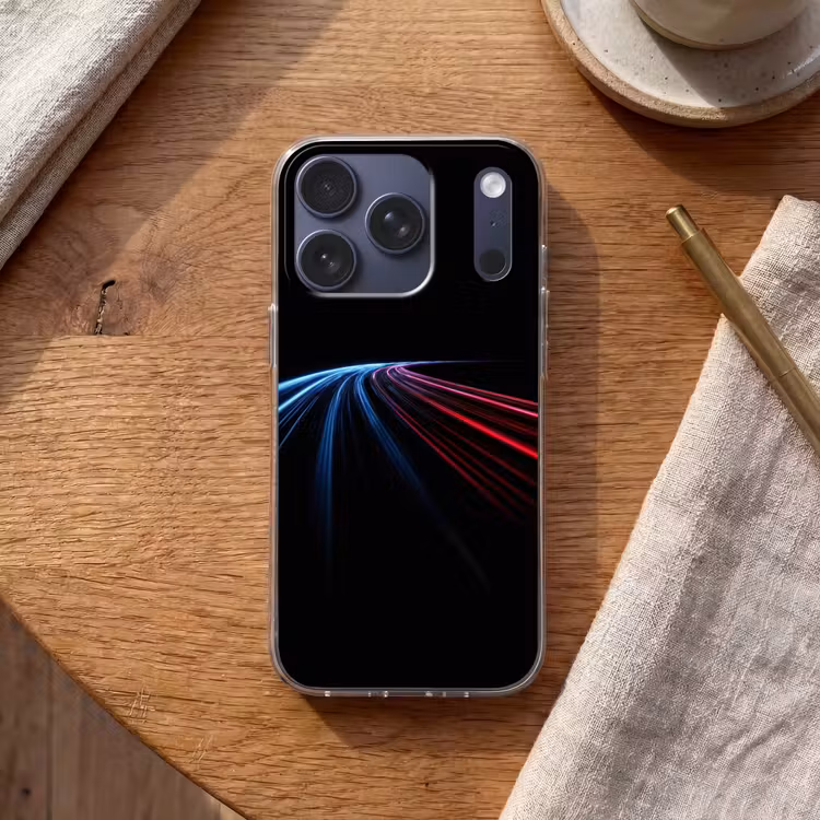 Gaming - Strepen - Gebogen - Blauw Telefoonhoesje iPhone 17 Pro klein -sfeer1