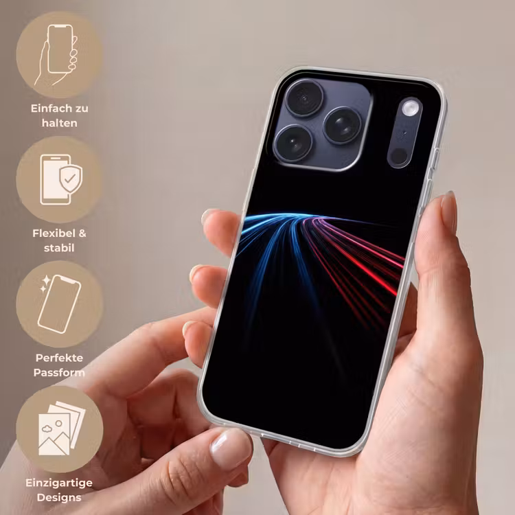Gaming - Strepen - Gebogen - Blauw Telefoonhoesje iPhone 17 Pro klein -sfeer3_DE