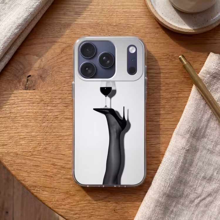 Hak - Wijn - Minimalistisch - Zwart Telefoonhoesje iPhone 17 Pro klein -sfeer1