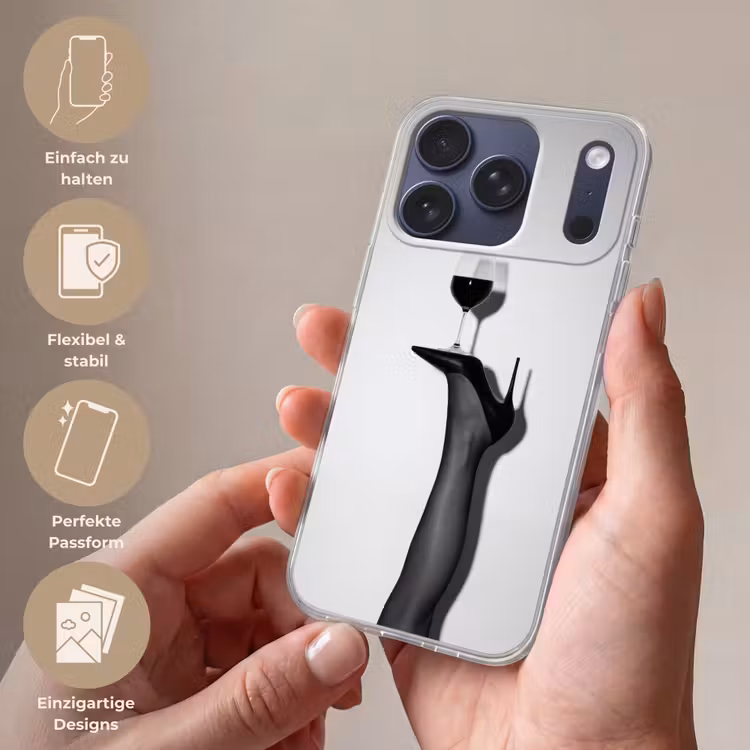 Hak - Wijn - Minimalistisch - Zwart Telefoonhoesje iPhone 17 Pro klein -sfeer3_DE