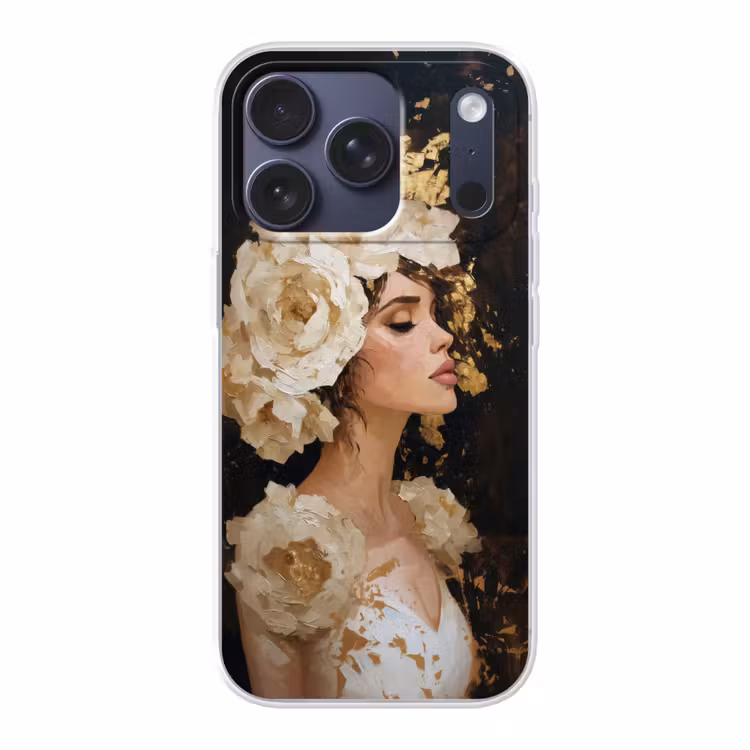 Abstract - Vrouw - Bloemen - Wit Telefoonhoesje iPhone 17 Pro klein -3d
