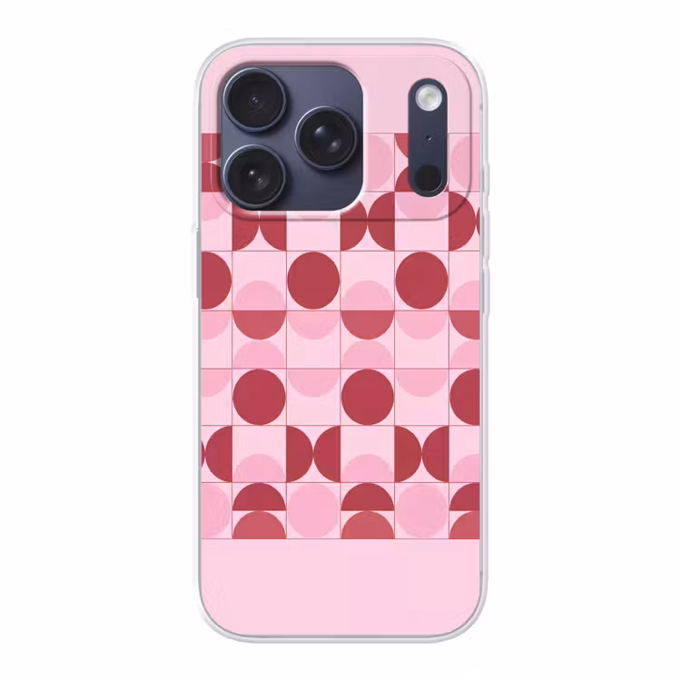Abstract - Geometrisch - Cirkels - Roze - Modern Telefoonhoesje iPhone 17 Pro klein -3d