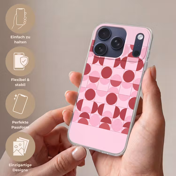 Abstract - Geometrisch - Cirkels - Roze - Modern Telefoonhoesje iPhone 17 Pro klein -sfeer3_DE