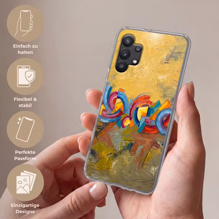 Abstract - Cirkels - Schilderij - Kleurrijk - Dynamisch Telefoonhoesje Samsung Galaxy A32 5G klein -sfeer3_DE