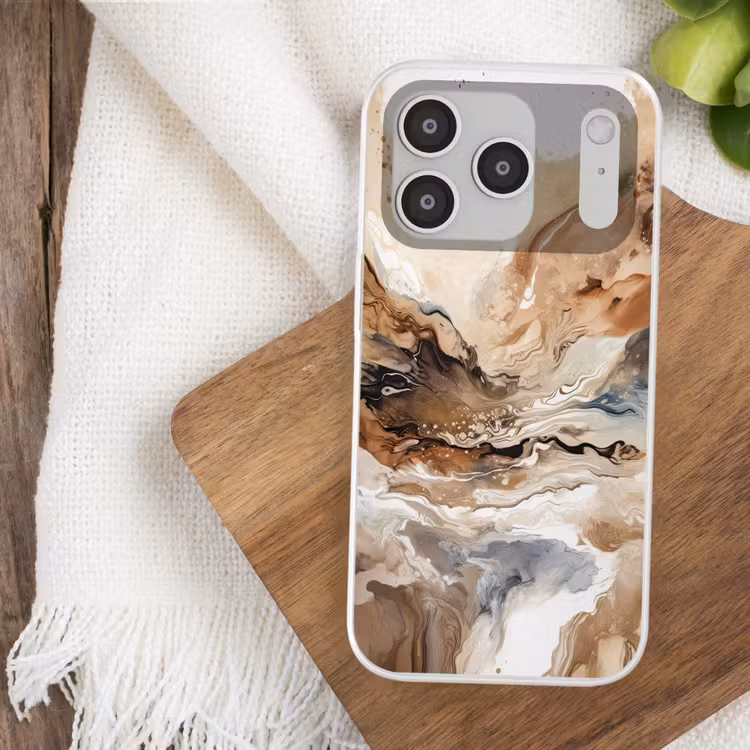 Abstract - Kunst - Verf - Beige - Modern Telefoonhoesje iPhone 17 Pro klein -sfeer1