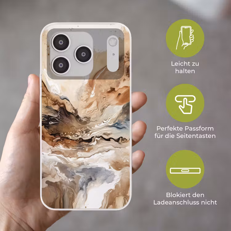 Abstract - Kunst - Verf - Beige - Modern Telefoonhoesje iPhone 17 Pro klein -sfeer3_DE