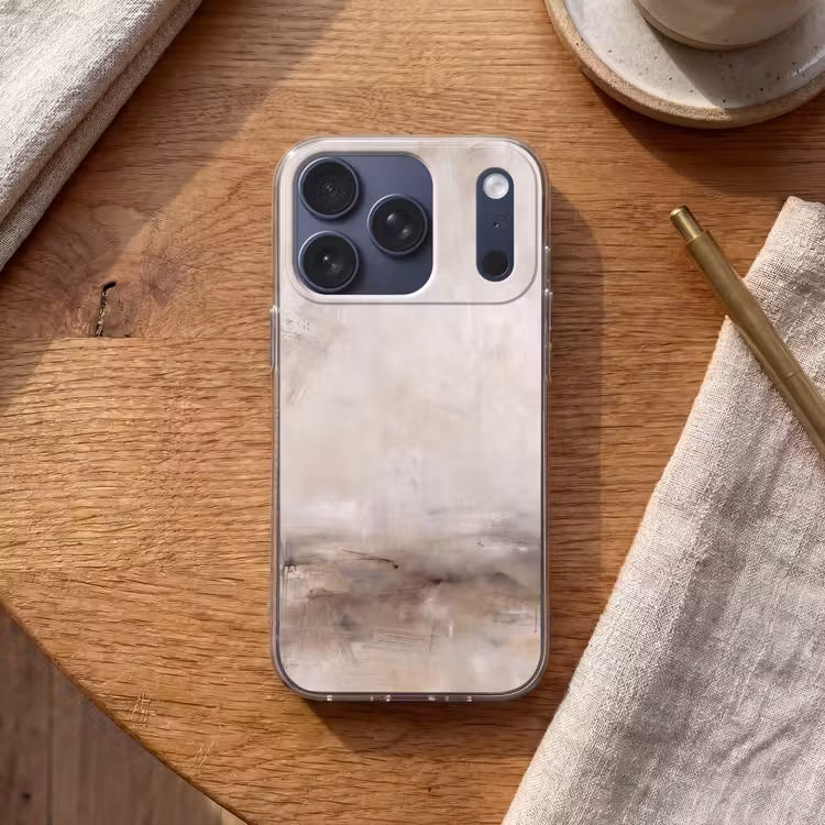 Abstrakt - Landschap - Modern - Beige - Kunst Telefoonhoesje iPhone 17 Pro klein -sfeer1