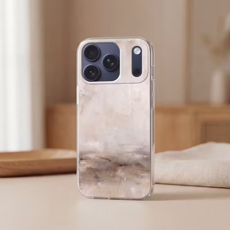 Abstrakt - Landschap - Modern - Beige - Kunst Telefoonhoesje iPhone 17 Pro klein -sfeer2