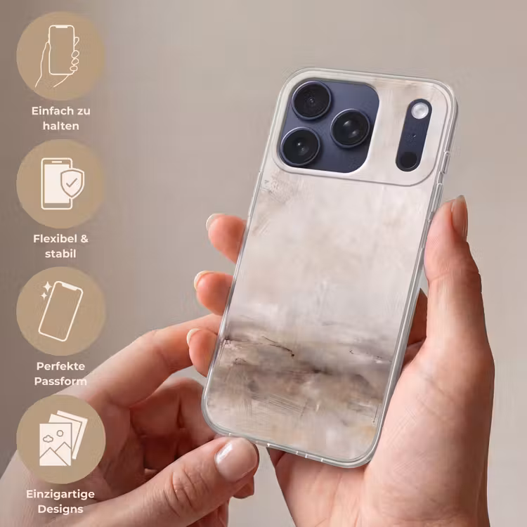 Abstrakt - Landschap - Modern - Beige - Kunst Telefoonhoesje iPhone 17 Pro klein -sfeer3_DE