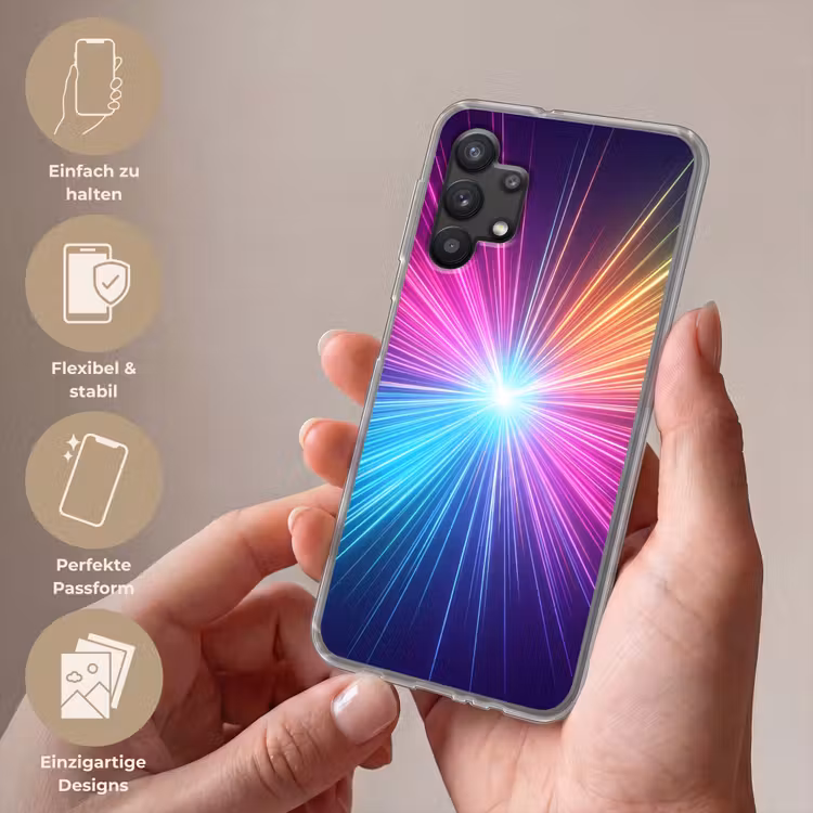 Abstract - Light - Burst - Modern - Colorful Telefoonhoesje Samsung Galaxy A32 5G klein -sfeer3_DE