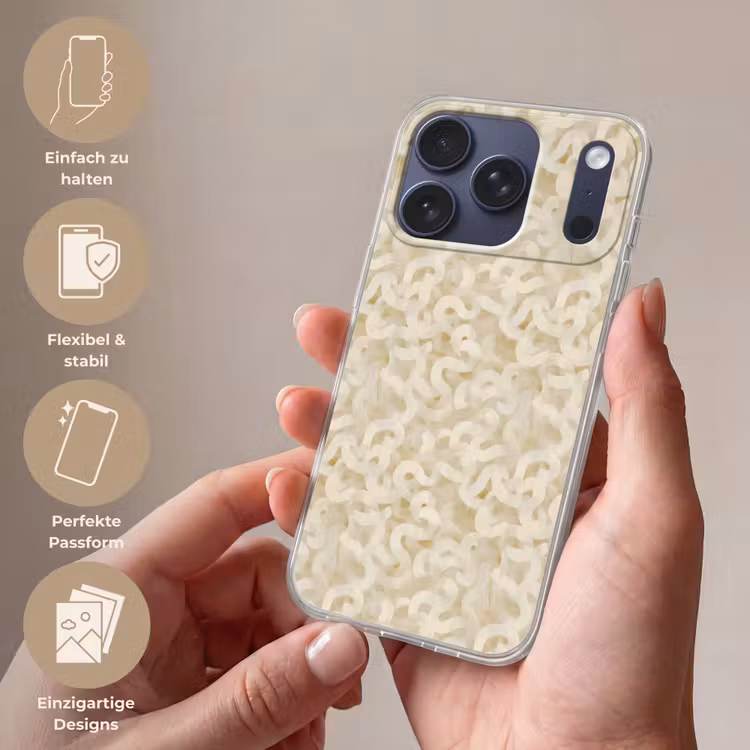 Abstract - Lijnen - Beige Telefoonhoesje iPhone 17 Pro klein 878 -sfeer3_DE
