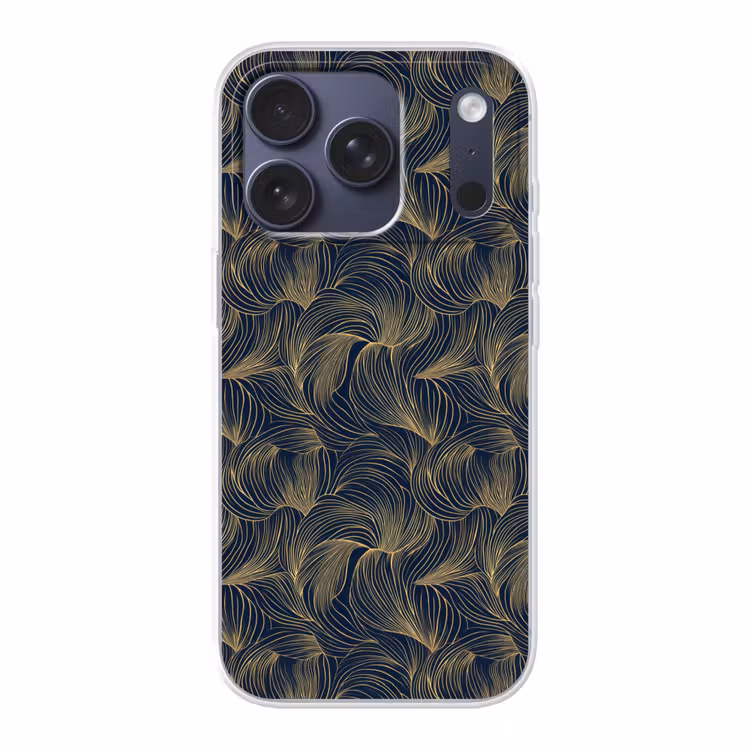 Abstract - Lijnen - Blauw - Goud Telefoonhoesje iPhone 17 Pro klein 878 -3d