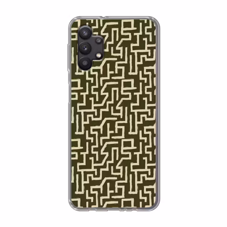 Abstract - Lijnen - Groen Telefoonhoesje Samsung Galaxy A32 5G klein 346 -3d