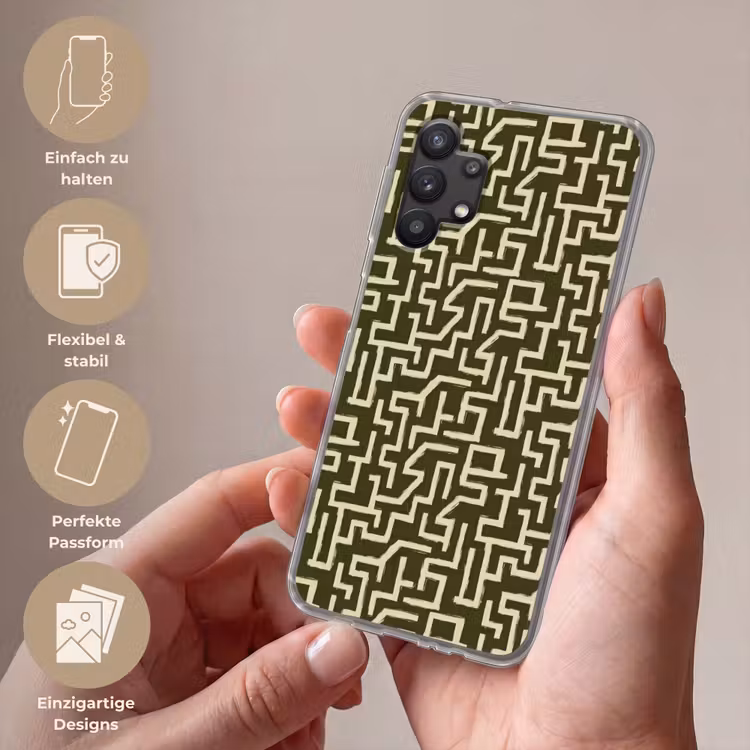 Abstract - Lijnen - Groen Telefoonhoesje Samsung Galaxy A32 5G klein 346 -sfeer3_DE