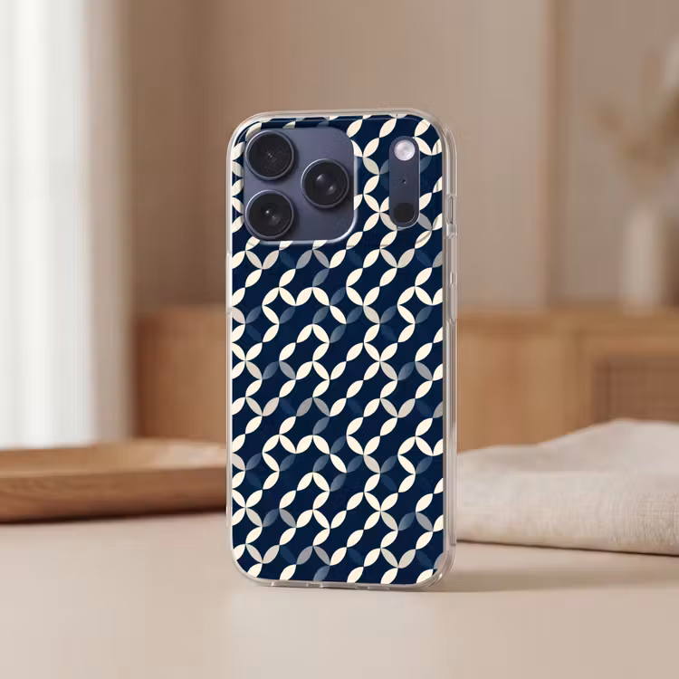 Abstract - Patroon - Blauw Telefoonhoesje iPhone 17 Pro klein 878 -sfeer2