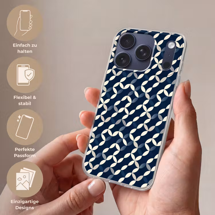 Abstract - Patroon - Blauw Telefoonhoesje iPhone 17 Pro klein 878 -sfeer3_DE
