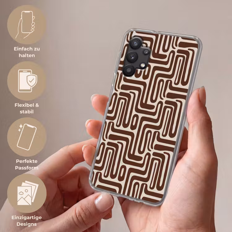 Abstract - Patroon - Bruin Telefoonhoesje Samsung Galaxy A32 5G klein 346 -sfeer3_DE