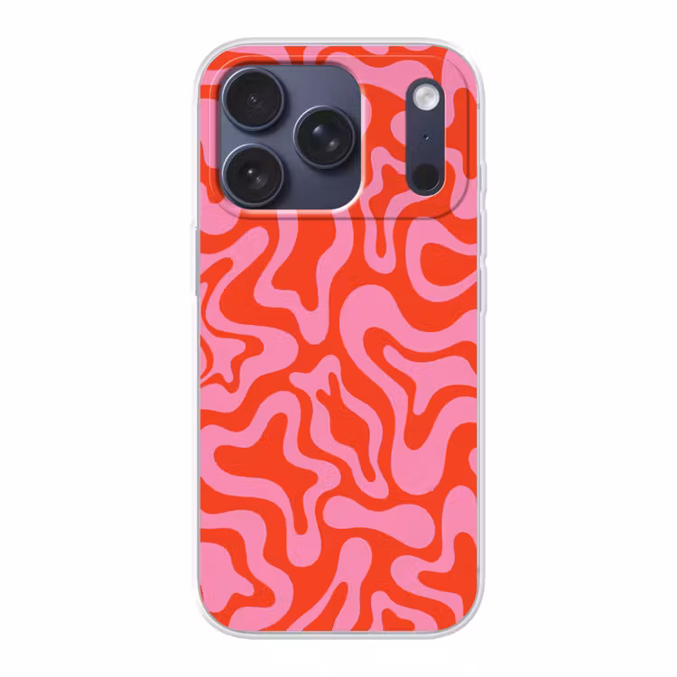 Abstract - Patroon - Rood - Roze - Minimalistisch Telefoonhoesje iPhone 17 Pro klein -3d
