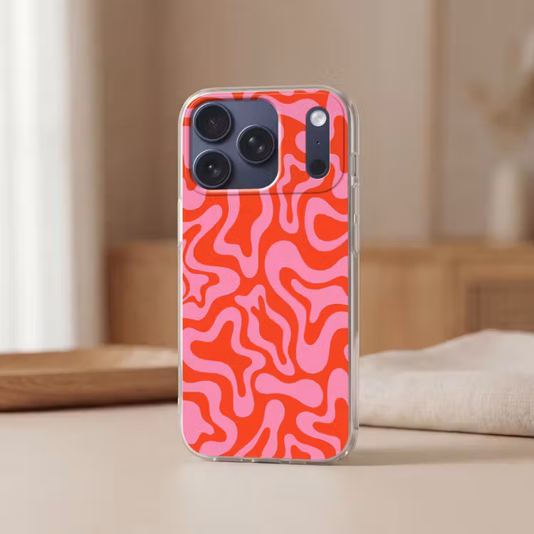 Abstract - Patroon - Rood - Roze - Minimalistisch Telefoonhoesje iPhone 17 Pro klein -sfeer2