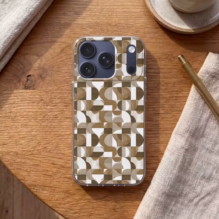 Abstract - Retro - Bruin Telefoonhoesje iPhone 17 Pro klein 878 -sfeer1