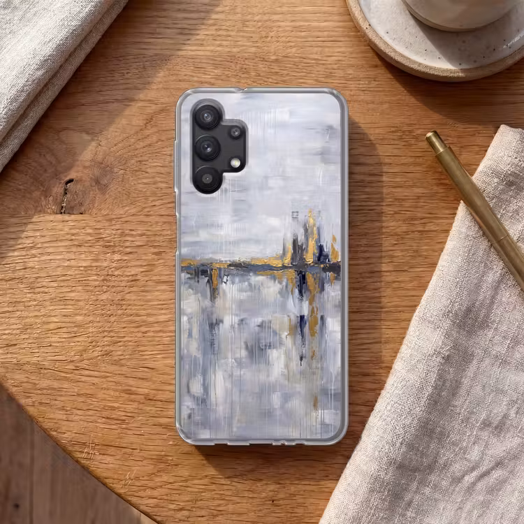 Abstract - Structuur - Goud - Grijs - Modern Telefoonhoesje Samsung Galaxy A32 5G klein -sfeer1