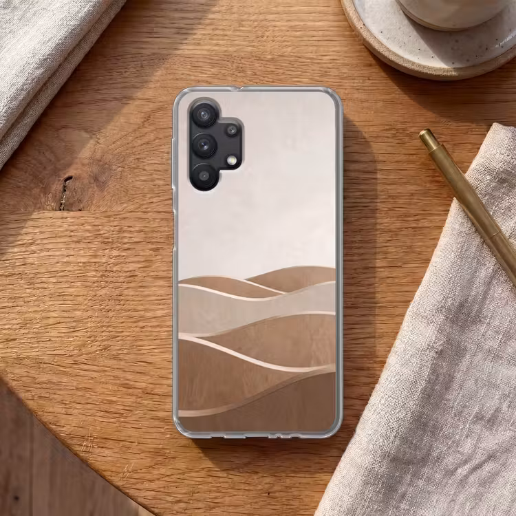 Abstract - Golven - Modern - Beige Telefoonhoesje Samsung Galaxy A32 5G klein -sfeer1