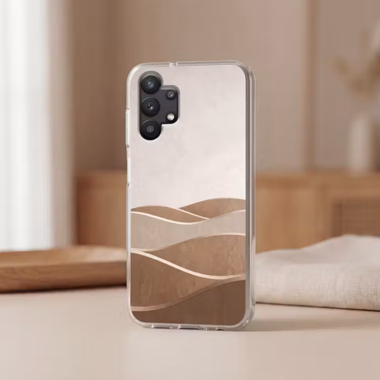 Abstract - Golven - Modern - Beige Telefoonhoesje Samsung Galaxy A32 5G klein -sfeer2