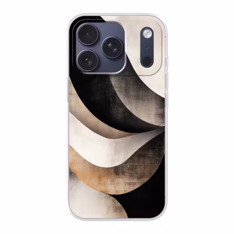 Abstract - Golven - Zwart - Verweerd Telefoonhoesje iPhone 17 Pro klein -3d