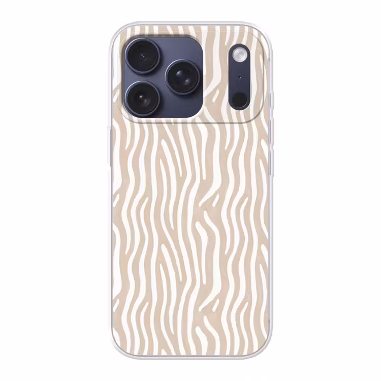 Abstract - Zebra - Beige Telefoonhoesje iPhone 17 Pro klein 878 -3d