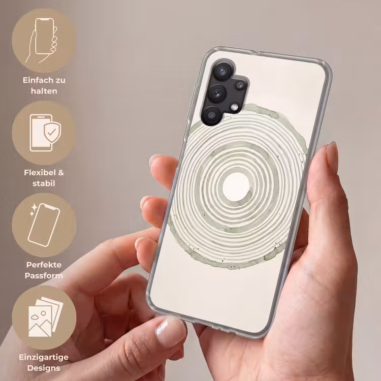 Abstractie - Cirkels - Waterverf - Groen - Modern Telefoonhoesje Samsung Galaxy A32 5G klein -sfeer3_DE