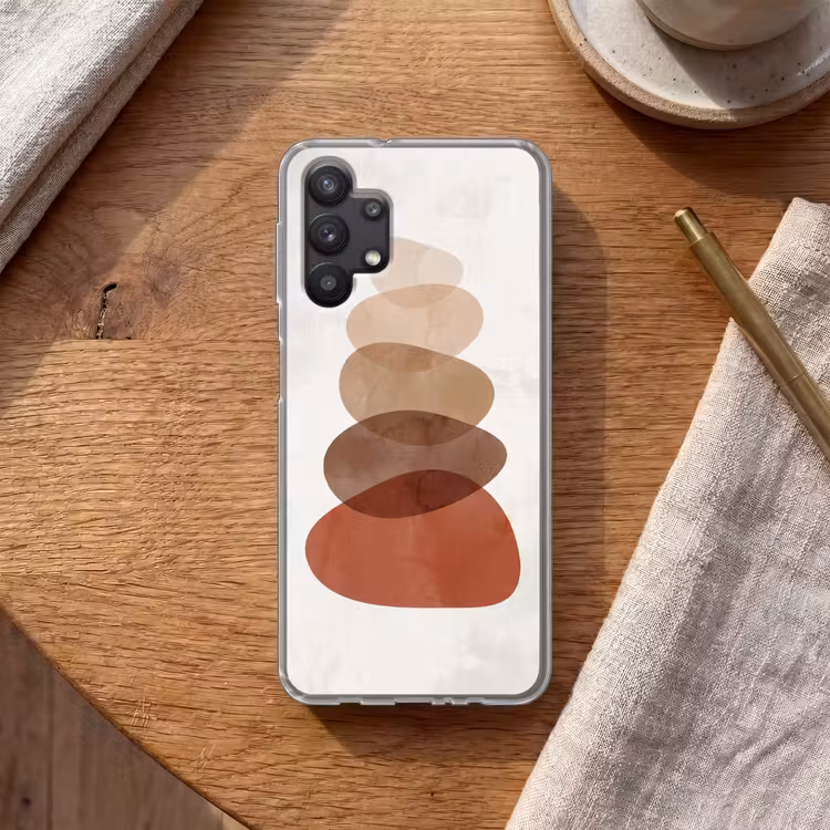 Abstractie - Gestapeld - Balans - Modern - Aardetinten Telefoonhoesje Samsung Galaxy A32 5G klein -sfeer1
