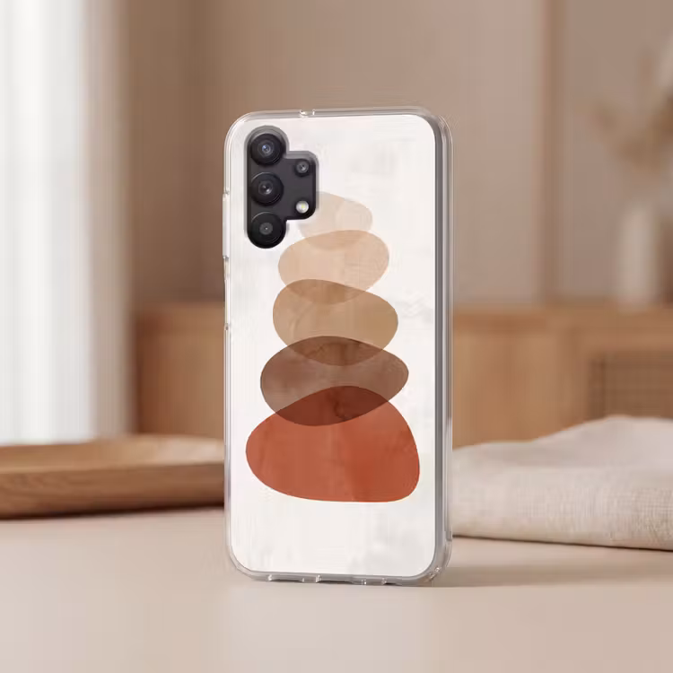 Abstractie - Gestapeld - Balans - Modern - Aardetinten Telefoonhoesje Samsung Galaxy A32 5G klein -sfeer2