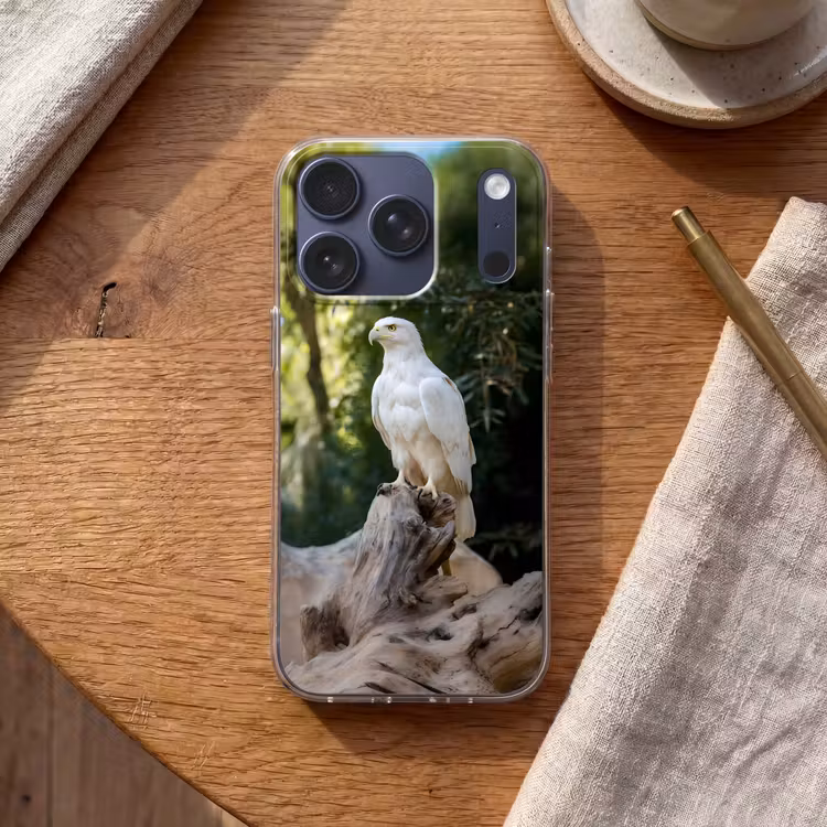 Arend - Hout - Wit - Planten Telefoonhoesje iPhone 17 Pro klein -sfeer1