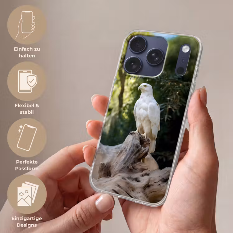 Arend - Hout - Wit - Planten Telefoonhoesje iPhone 17 Pro klein -sfeer3_DE